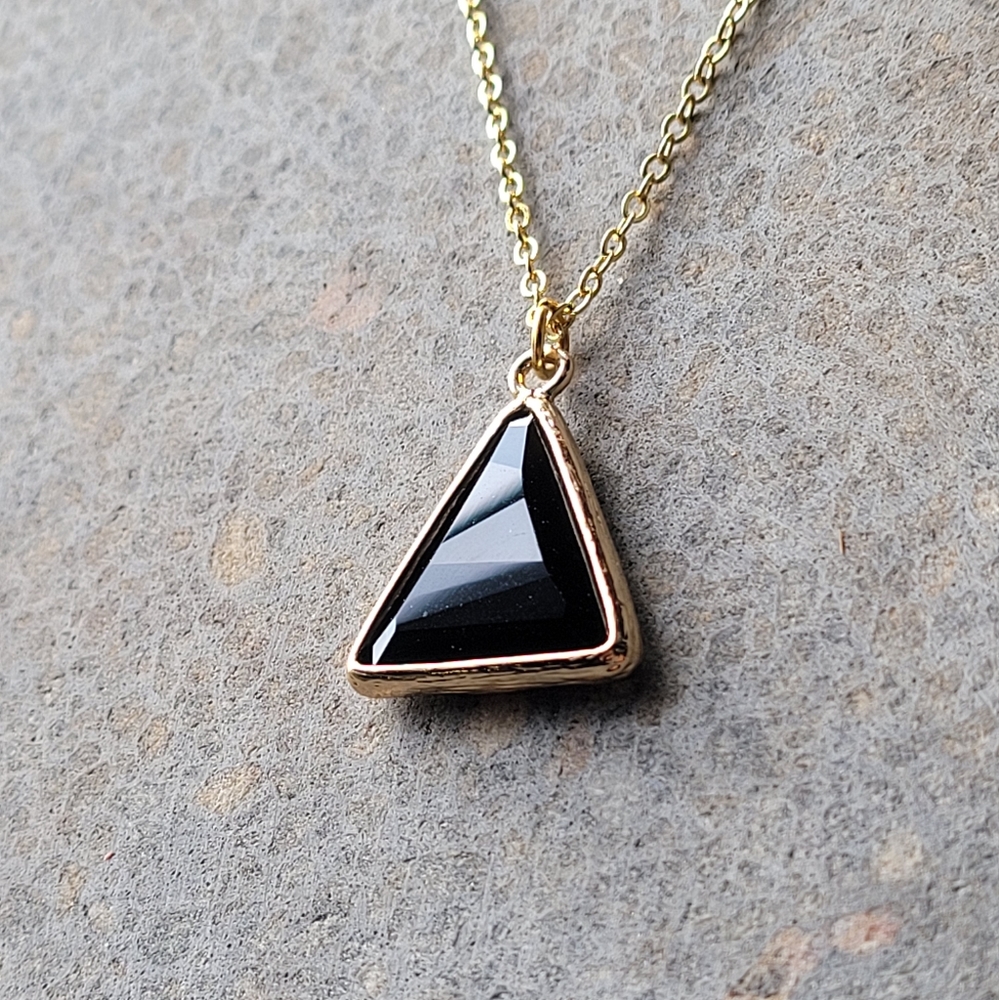 18k Gold Plated Onyx Stone Necklace